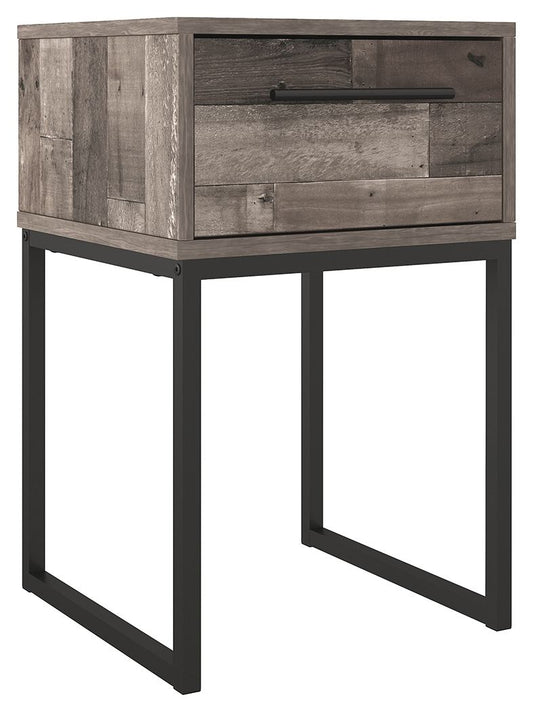 Neilsville - One Drawer Night Stand - Black / Gray