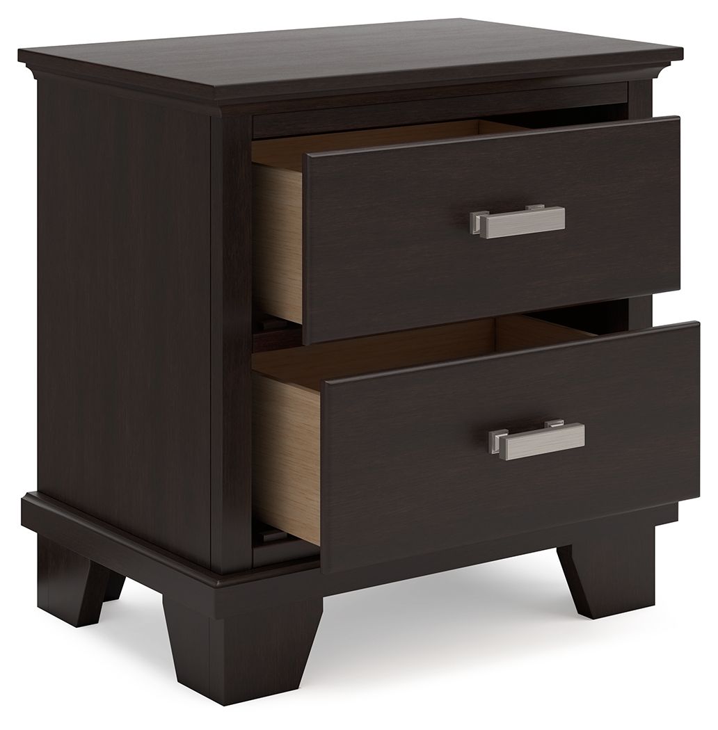 Covetown - Two Drawer Night Stand - Dark Brown