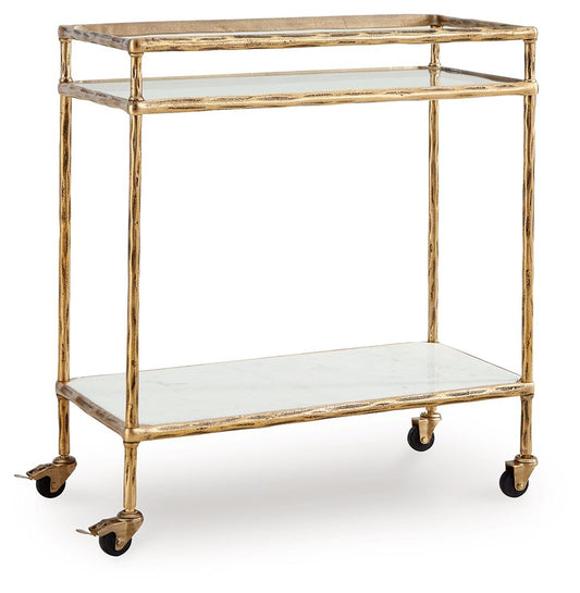 Plattfield - Bar Cart - Antique Gold Finish