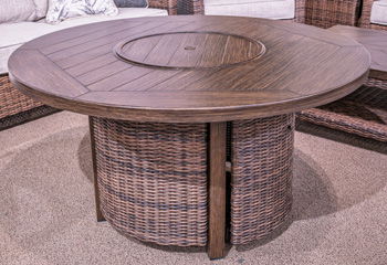Monterey Point - Round Fire Pit Table - Dark Brown