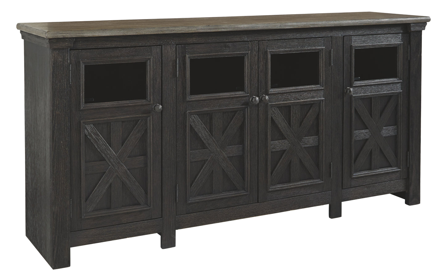 Tyler Creek - Extra Large TV Stand - Black / Gray