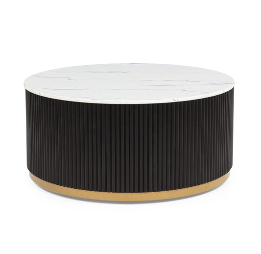 Kara - Coffee Table With Casters - Black / White