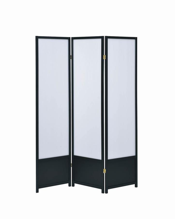 Calix - 3 - Panel Room Divider Folding Shoji Screen - Black