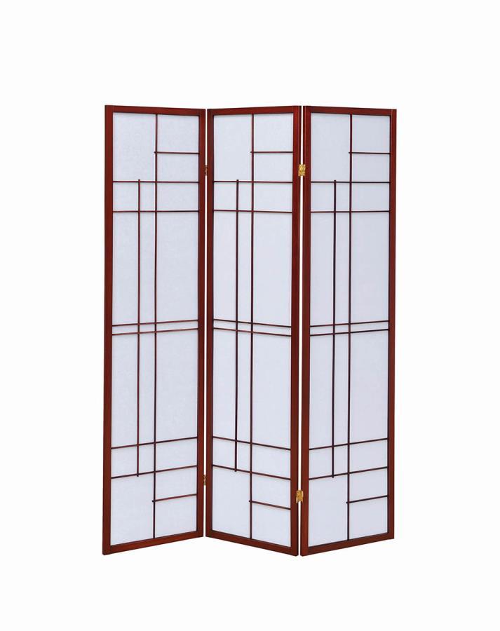 Katerina - 3 - Panel Room Divider Folding Shoji Screen - Cherry