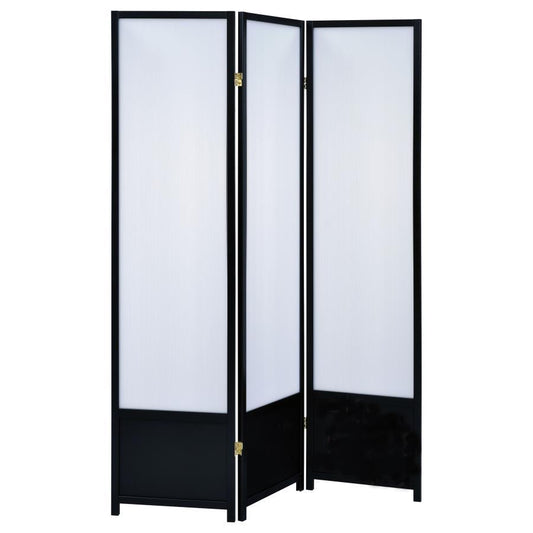 Calix - 3 - Panel Room Divider Folding Shoji Screen - Black