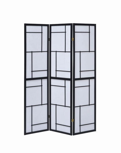 Damis - 3 - Panel Room Divider Folding Shoji Screen - Black