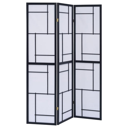 Damis - 3 - Panel Room Divider Folding Shoji Screen - Black