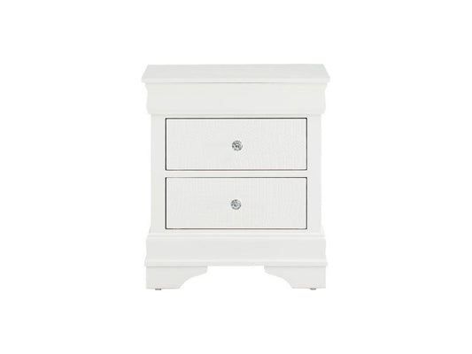 Global Pompei - 2 Drawer Nightstand - Metallic White