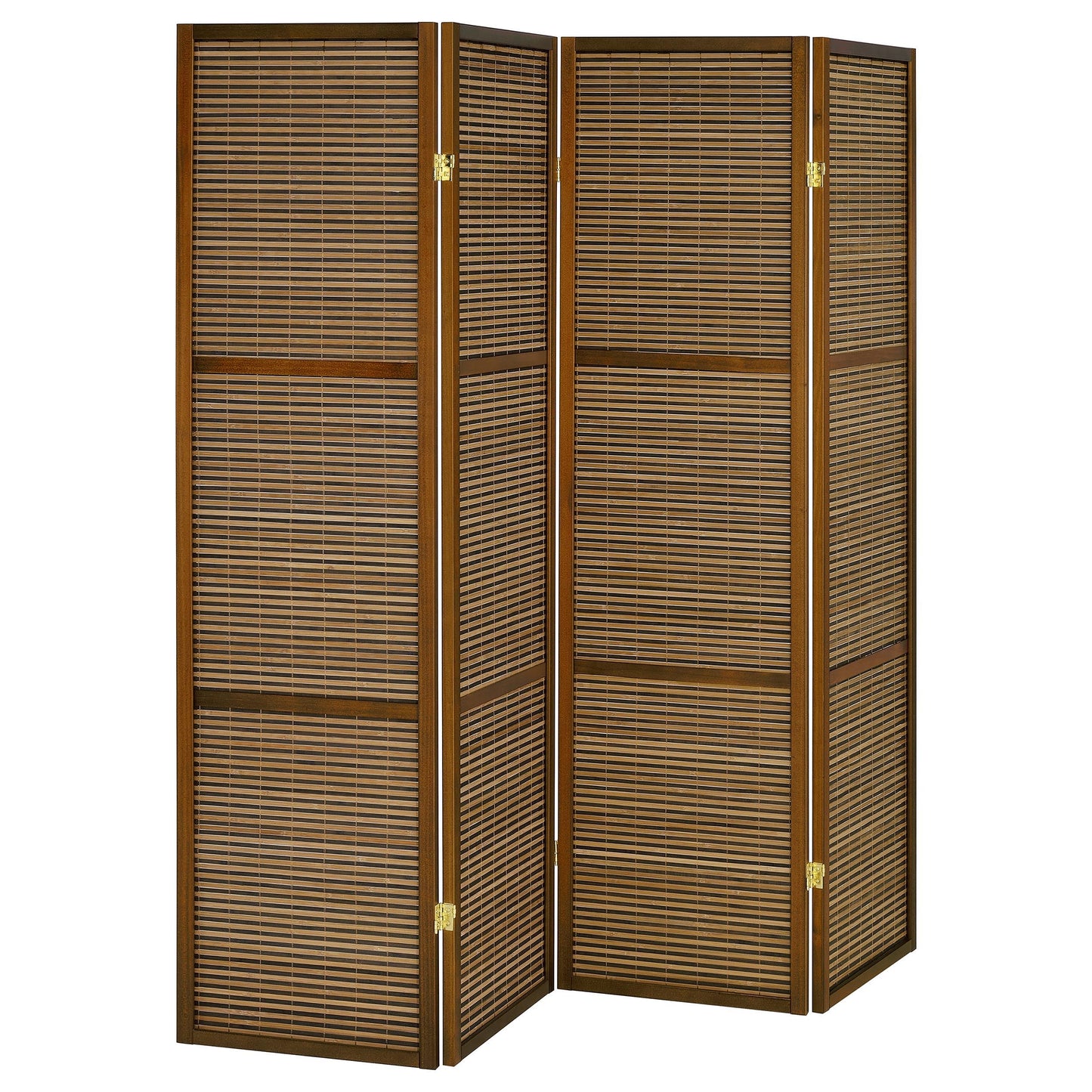 Browning - 4 - Panel Bamboo Room Divider Folding Screen - Walnut