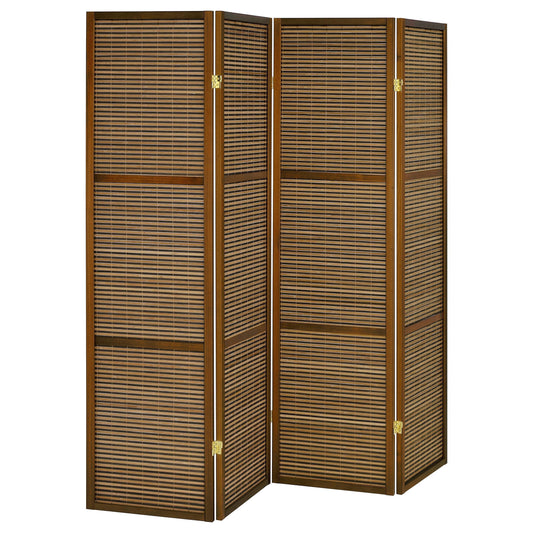 Browning - 4 - Panel Bamboo Room Divider Folding Screen - Walnut