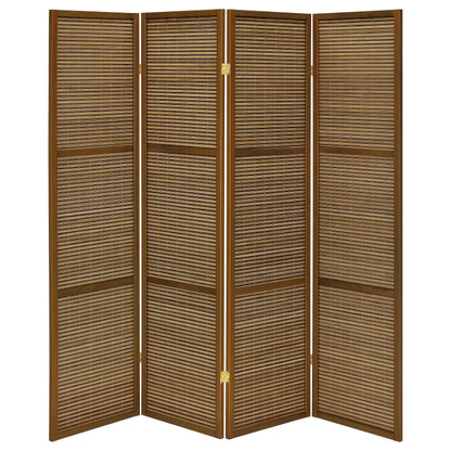 Browning - 4 - Panel Bamboo Room Divider Folding Screen - Walnut
