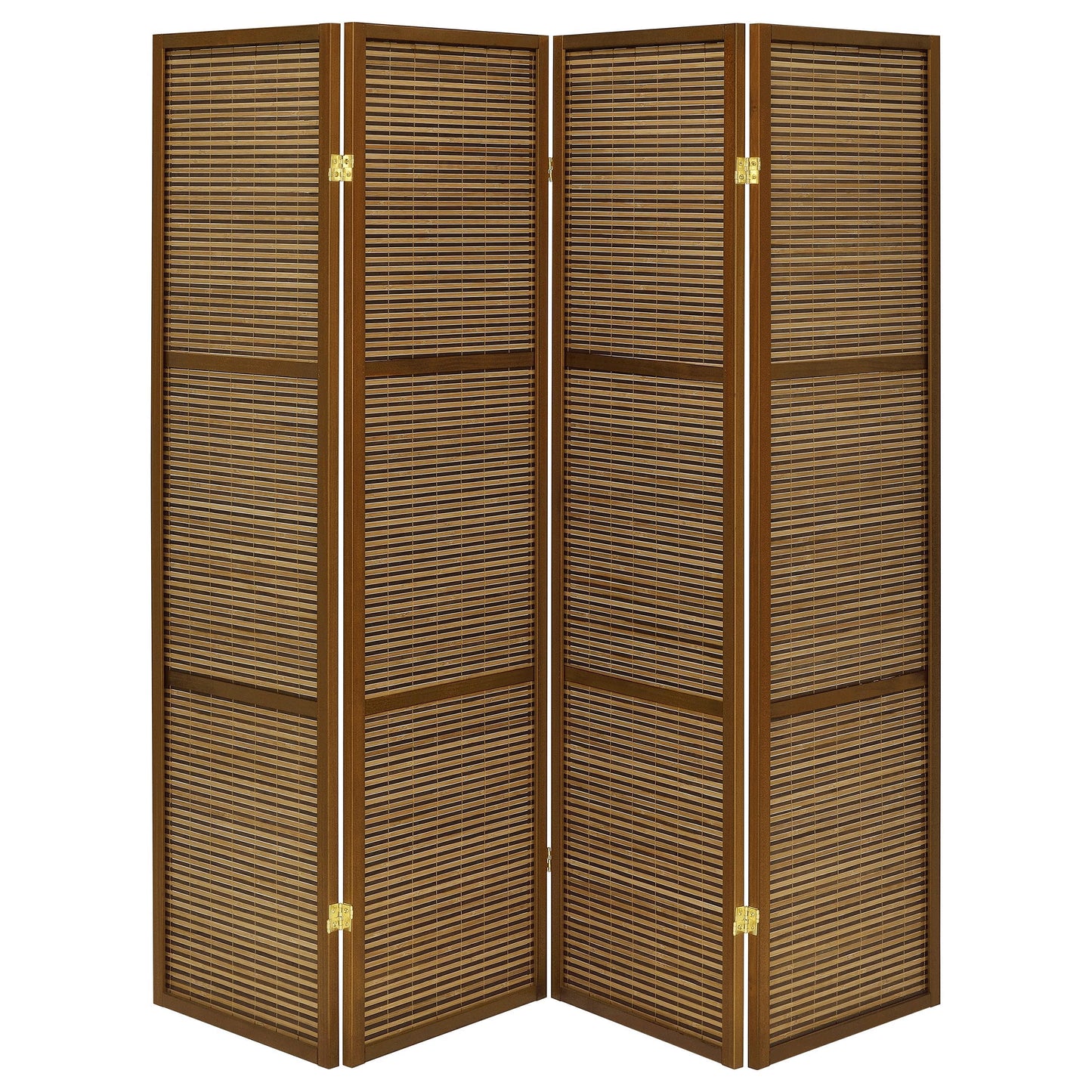 Browning - 4 - Panel Bamboo Room Divider Folding Screen - Walnut