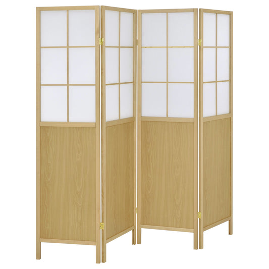 Edwards - 4 - Panel Room Divider Folding Shoji Screen - Natural