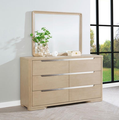 Ladera - 6-Drawer Bedroom Dresser And Mirror - Light Elm