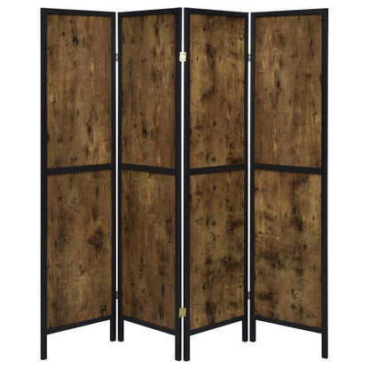 Deepika - 4 - Panel Room Divider Folding Screen - Rustic Nutmeg