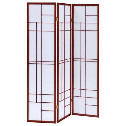 Katerina - 3 - Panel Room Divider Folding Shoji Screen - Cherry