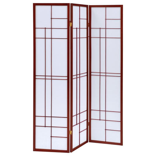 Katerina - 3 - Panel Room Divider Folding Shoji Screen - Cherry