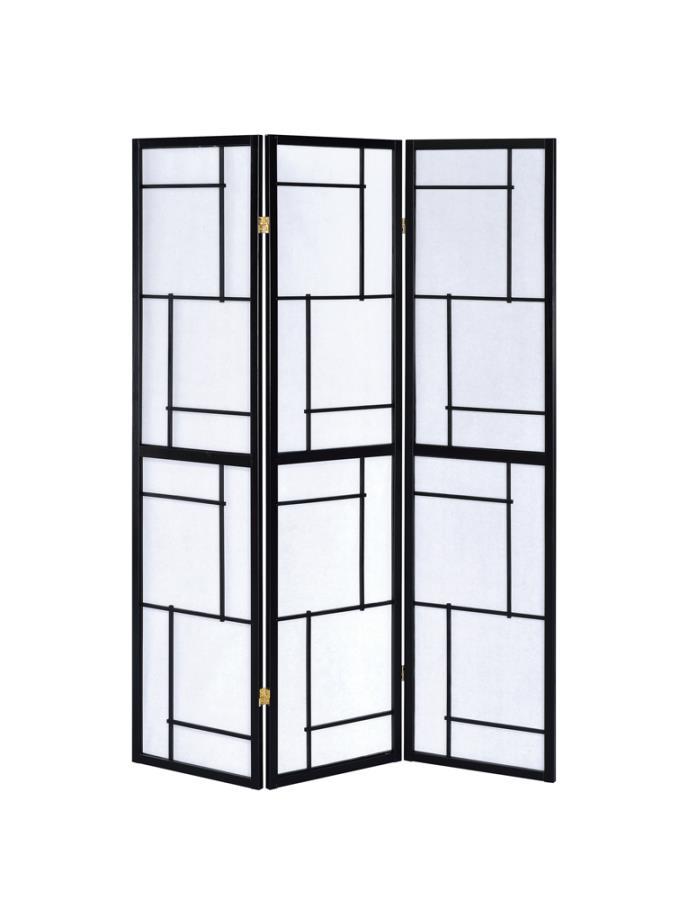 Damis - 3 - Panel Room Divider Folding Shoji Screen - Black