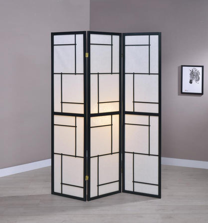 Damis - 3 - Panel Room Divider Folding Shoji Screen - Black