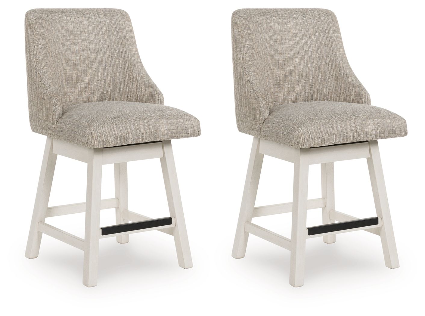 Robbinsdale - Upholstered Swivel Curved Back Barstool (Set of 2) - Antique White