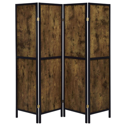 Deepika - 4 - Panel Room Divider Folding Screen - Rustic Nutmeg