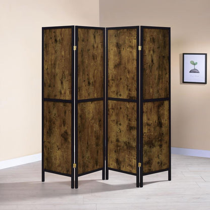 Deepika - 4 - Panel Room Divider Folding Screen - Rustic Nutmeg