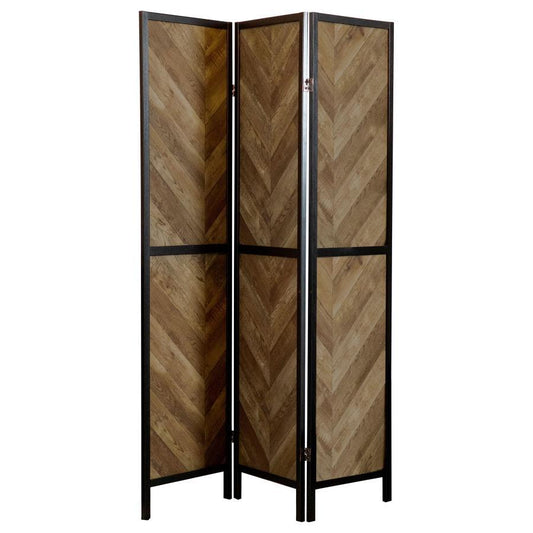 Marlene - 3 - Panel Room Divider Folding Screen - Rustic Tobacco
