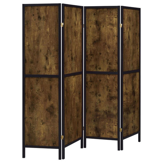 Deepika - 4 - Panel Room Divider Folding Screen - Rustic Nutmeg