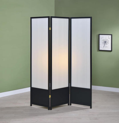 Calix - 3 - Panel Room Divider Folding Shoji Screen - Black
